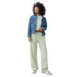 Madmext Kadın Yüksek Bel Viskon Karışımlı Bol Paça Pantolon, Yeşil, XL