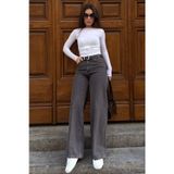 Madmext Kahverengi %100Pamuklu Geniş Paça Kadın Wide Leg Jean MG2623