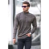 Madmext Kahverengi Balıkçı Yaka Triko Kazak Erkek İçin Trend Stil Uzun Kol Fitted Kesim 5784