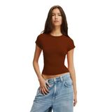 Madmext Kahverengi Bisiklet Yaka Basic Kadın T-Shirt Mg2479,Kahverengi M