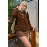 Madmext Kahverengi Bisiklet Yaka Kadın Triko Kazak Mg2494,Kahverengi M