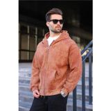 Madmext Kahverengi Çift Fermuarlı Batik Desenli Erkek Hırka E7175