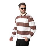 Madmext Kahverengi Çizgili Polo Yaka Erkek Kazak E7173,Kahverengi S