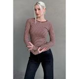 Madmext Kahverengi Çizgili Uzun Kollu Kadın Body MG2657