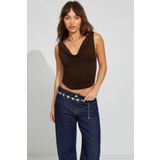Madmext Kahverengi Degaje Yaka Kadın Body MG2282