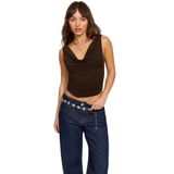 Madmext Kahverengi Degaje Yaka Kadın Body Mg2282,Kahverengi L