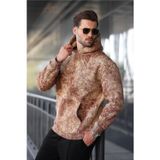 Madmext Kahverengi Desenli Kapüşonlu Erkek Sweatshirt E7167