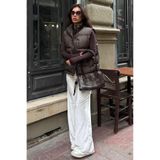Madmext Kahverengi Dik Yaka Astarlı Kadın Şişme Yelek MG2592