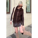 Madmext Kahverengi Dik Yaka Kadın Peluş Yelek MG2578