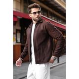Madmext Kahverengi Fermuarlı Astarlı Kaşe Erkek Ceket E7207 - 2XL