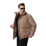 Madmext Kahverengi Fermuarlı Çıt Kapamalı Şişme Erkek Mont E7436,Kahverengi XL