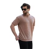 Madmext Kahverengi Hakim Yaka Erkek Basic Tişört E7148,Kahverengi 2XL