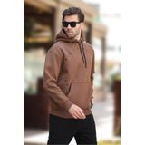 Madmext Kahverengi Kapüşonlu Cep Detaylı Nakışlı Erkek Sweatshirt 7054