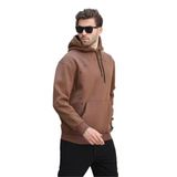 Madmext Kahverengi Kapüşonlu Cep Detaylı Nakışlı Erkek Sweatshirt 7054,Kahverengi L