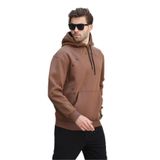 Madmext Kahverengi Kapüşonlu Cep Detaylı Nakışlı Erkek Sweatshirt 7054,Kahverengi XL