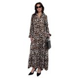 Madmext Kahverengi Leopar Desenli Düğmeli Kadın Elbise Mg2399,Kahverengi L