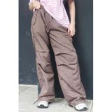 Madmext Kahverengi Paraşüt Kumaş Wide Leg Jogger Pantolon, Kadın, S Beden