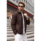 Madmext Kahverengi Polo Yaka Süet Erkek Ceket E7221 - XL
