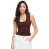 Madmext Kahverengi V Yaka Biyeli Kadın Atlet Mg2292,Kahverengi M