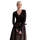 Madmext Kahverengi V Yaka Dantelli Kadın Bluz Mg2633,Kahverengi L