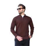 Madmext Kahverengi Yarım Fermuarlı Dik Yaka Erkek Triko Kazak 7442,Kahverengi M