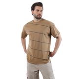 Madmext Kapuçino Bisiklet Yaka Basic Çizgili Erkek T-Shirt E7102,Kapuçino L