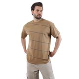 Madmext Kapuçino Bisiklet Yaka Basic Çizgili Erkek T-Shirt E7102,Kapuçino XL