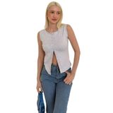 Madmext Karmelanj Bisiklet Yaka Düğmeli Kadın Bluz Mg2638,Karmelanj M