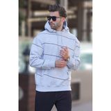 Madmext Karmelanj Kapüşonlu Cep Detaylı Çizgili Erkek Sweatshirt 7063