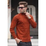 Madmext Kiremit Renkli Yarım Balıkçı Yaka Triko Kazak Erkekler İçin Uzun Kol Fitted - XL