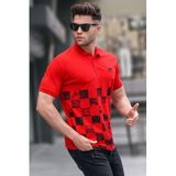 Madmext Kırmızı Desenli Erkek Polo Yaka Tişört 5871,Kırmızı S