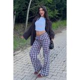 Madmext Kırmızı Ekoseli Kadın Pantolon Mg2401,Kırmızı L