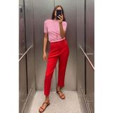 Madmext Kırmızı Önü Biyeli Yüksek Bel Kadın Pantolon MG2425