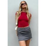 Madmext Kırmızı Sırt Dekolteli Crop Kadın Bluz Mg1851,Kırmızı M