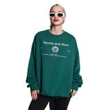 Madmext Koyu Yeşil Bisiklet Yaka Baskılı Oversize Kadın Sweatshirt Mg1577,Yeşil M