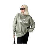 Madmext Lacivert Bisiklet Yaka Baskılı Oversize Kadın Sweatshirt Mg1902,(23E-1) M