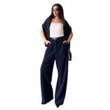 Madmext Lacivert Çift Pileli Kemerli Pantolon Mg2330,Lacivert 42