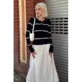 Madmext Lacivert Çizgili Kadın Triko Hırka Mg2481,Lacivert M
