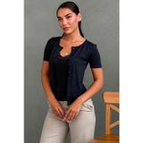 Madmext Lacivert Dantel Detaylı Slim Fit Kısa Kol Kadın Hırka Mg2710