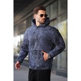 Madmext Lacivert Desenli Kapüşonlu Erkek Sweatshirt E7167