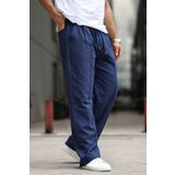 Madmext Lacivert Erkek Rahat Kesim Keten Pantolon 6539