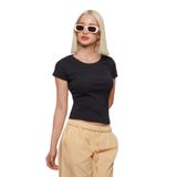 Madmext Lacivert Geniş Yaka Fittili Basic Kadın T-Shirt Mg2293,Lacivert S