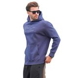 Madmext Lacivert Kapüşonlu Cep Detaylı Baskılı Erkek Sweatshirt 7064,Lacivert XL