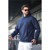 Madmext Lacivert Kapüşonlu Kanguru Cep Erkek Sweatshirt E7169