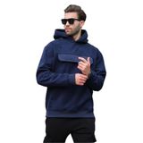 Madmext Lacivert Kapüşonlu Kapaklı Cep Detaylı Polar Erkek Sweatshirt 7097,Lacivert L