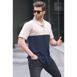 Madmext Lacivert Kısa Kollu Erkek Gömlek 6707 - XL