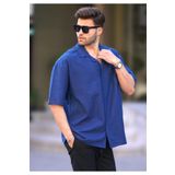 Madmext Lacivert Kısa Kollu Oversize Erkek Gömlek 6737