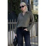 Madmext Lacivert Muslin Kumaş Basic Kadın Gömlek MG1660