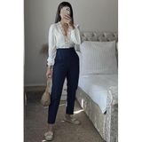 Madmext Lacivert Önü Biyeli Yüksek Bel Kadın Pantolon Mg2425,Lacivert 2XL