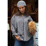 Madmext Lacivert Oversize Kareli Kadın Gömlek MG2822 - XL